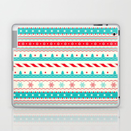 Christmas Pattern Retro Classic Stripes Laptop & iPad Skin