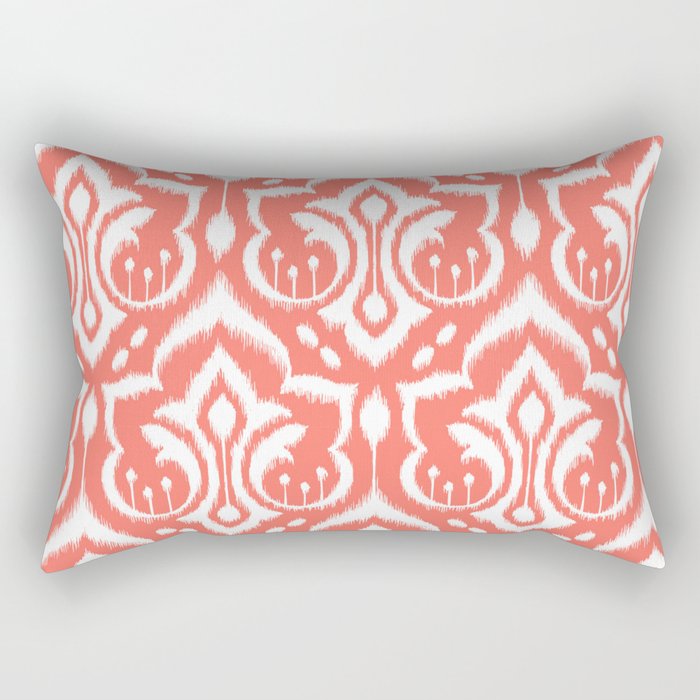 Ikat Damask Coral Rectangular Pillow