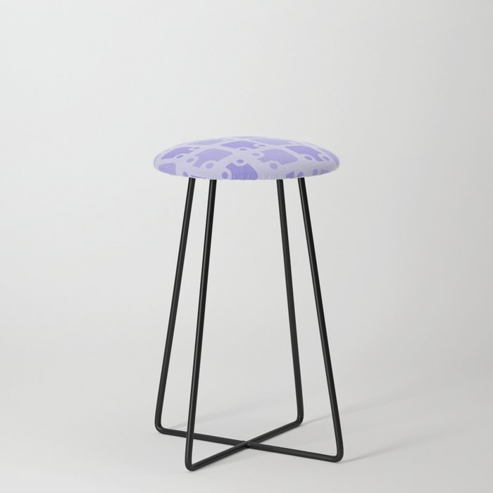 Mid Century Modern Abstract Pattern Periwinkle 3 Counter Stool