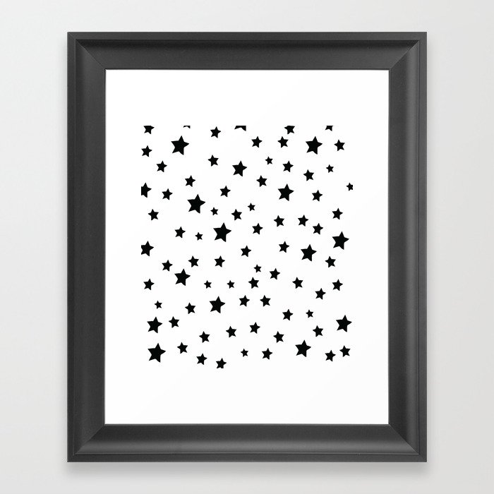 Black and White Stars Framed Art Print