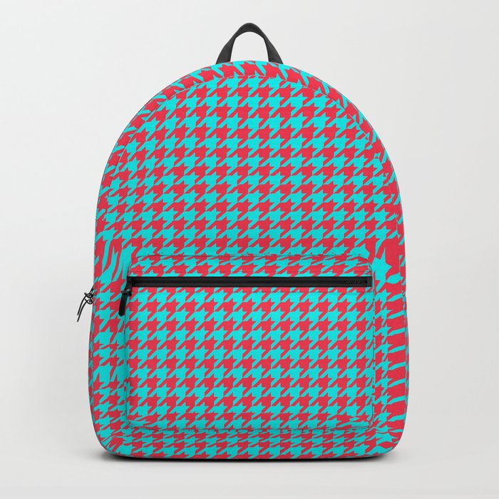Red Blue Houndstooth Pattern Backpack