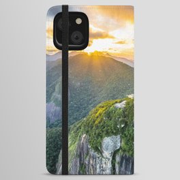 Brazil Photography - The Sun Shining Through The Clouds On Christ  iPhone Wallet Case