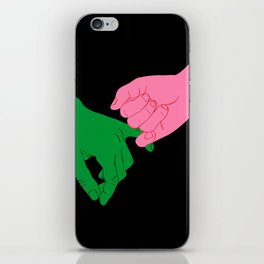 Colorful people holding hands flat cartoon illustration print iPhone Skin