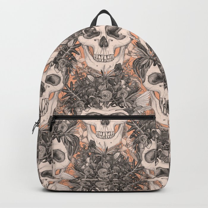 skull damask peach Backpack
