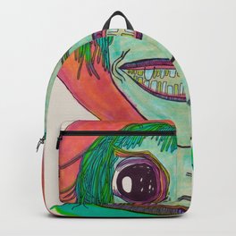 Pellegrino Prison #2 (in color) Backpack | Psychedelic, Rainbow, Art, Portrait, Face, Surreal, Drawing, Bigeyes, Popsurrealism, Ink Pen 