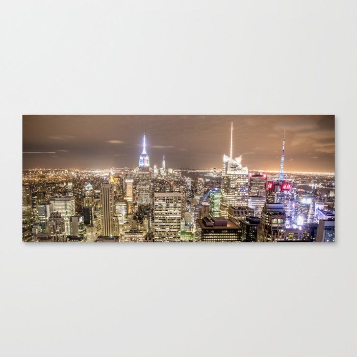 New York City At Night Neon Lights Nyc Skyline Empire State Building Big Apple Skyscraper Photograph Canvas Print By Igalaxy