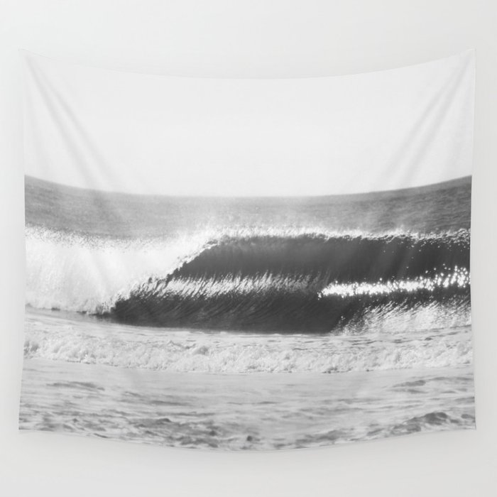 Black and deals white wave tapestry