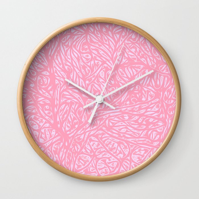 Summer Pink Peach Saffron - Abstract Botanical Nature Wall Clock
