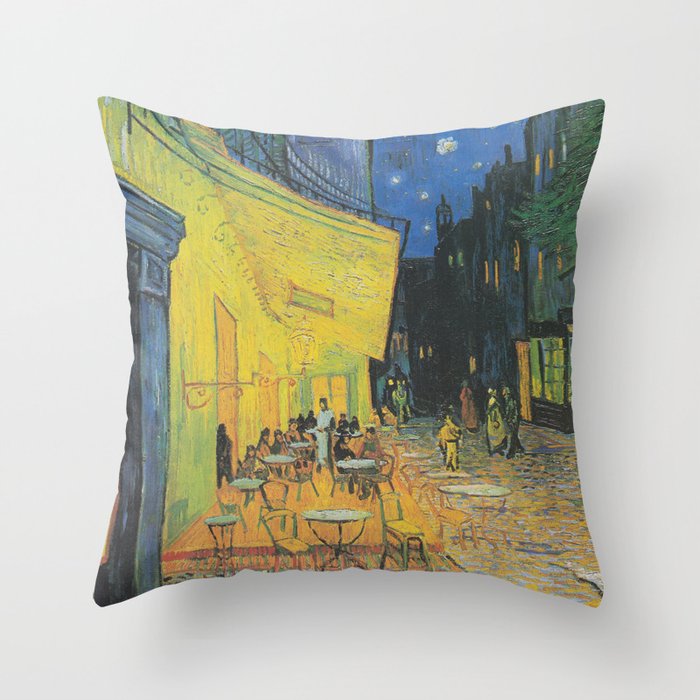 Cafe Terrace at Night by Vincent van Gogh Throw Pillow