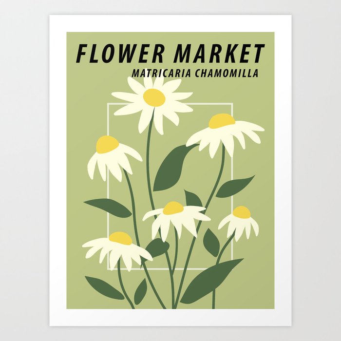 Flower market print, Chamomile, Daisy, Cottagecore decor, Posters  aesthetic, Museum poster, Floral art Art Print by Kristinity Art