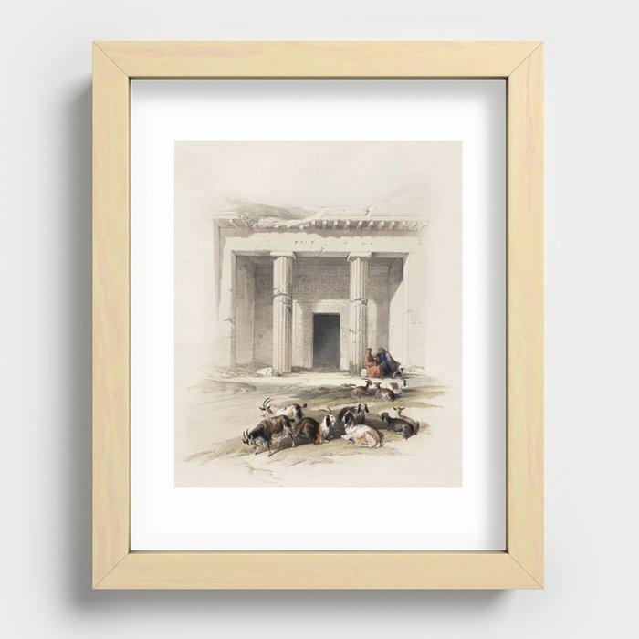 Entrance to the caves of Beni Hasan illustration by David Roberts (1796–1864). Recessed Framed Print