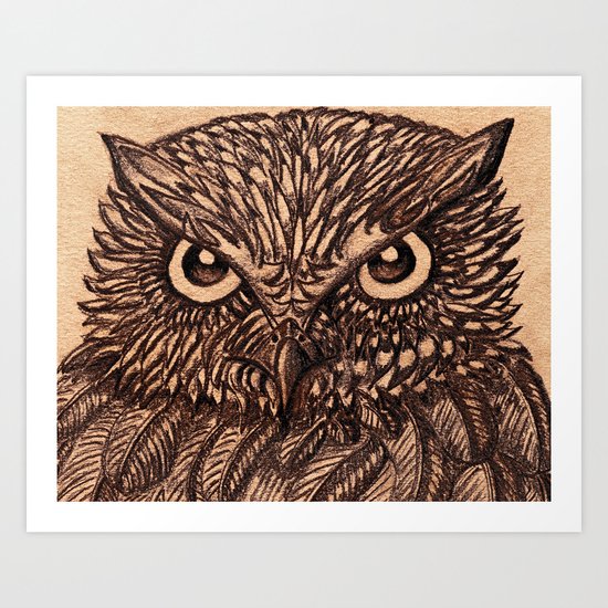 Fierce Brown Owl Art Print