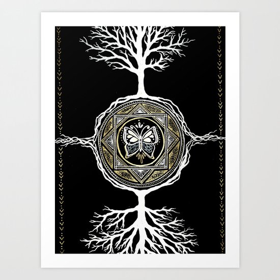 Butterfly Tree Mandala Art Print