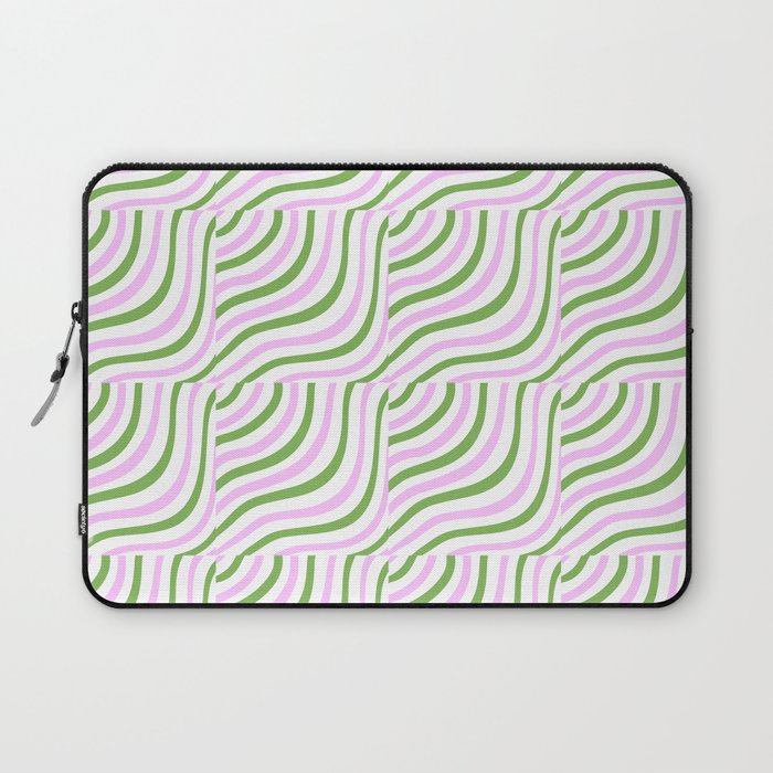 Pastel Pink and Green Stripe Shells Laptop Sleeve