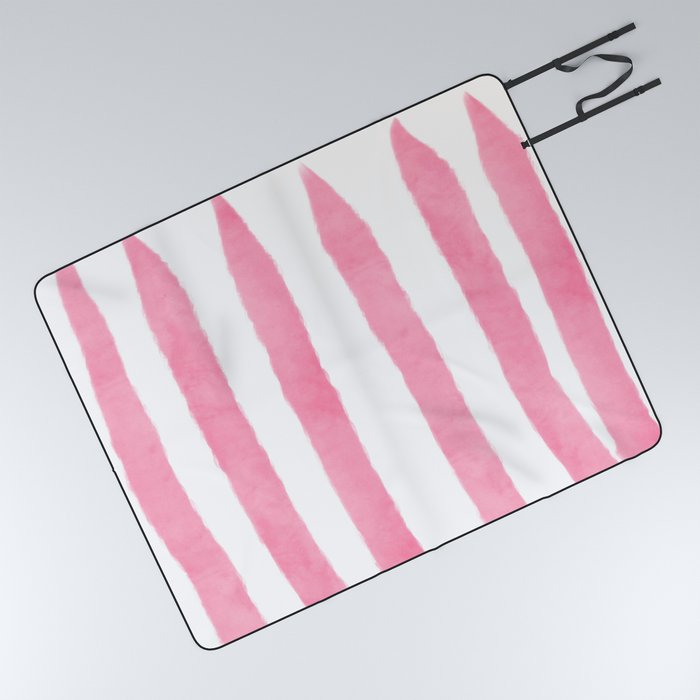 Watercolor Vertical Lines With White 40 Picnic Blanket