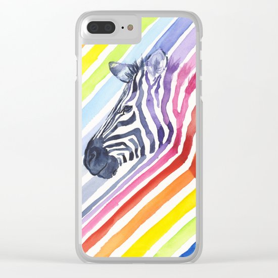 Animal Zebra Rainbow Clear iPhone Case