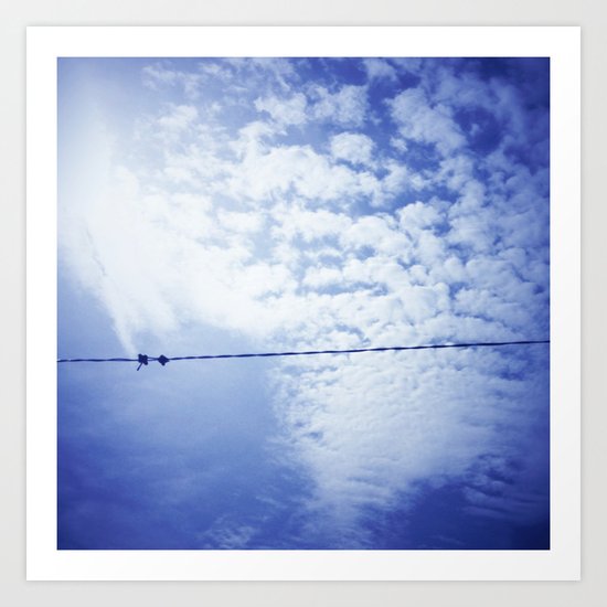 Birds on the wire. Art Print