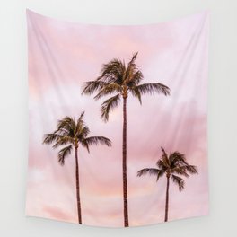 Palm Tree Photography | Landscape | Sunset Unicorn Clouds | Blush Millennial Pink | Beach Wall Tapestry