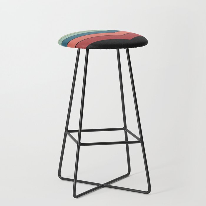 V - Minimalistic Colorful Retro Stripe Art Pattern on Dark Gray Bar Stool