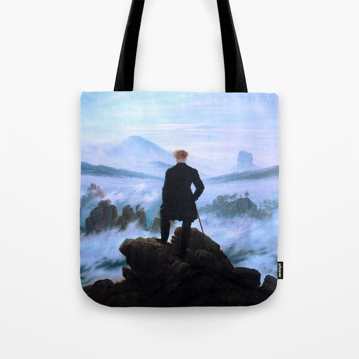 Caspar David Friedrich (German, 1774-1840) - The Wanderer Above the Sea of Fog (Der Wanderer über dem Nebelmeer) - 1818 - Romanticism - Landscape - Oil - Digitally Enhanced Version - Tote Bag