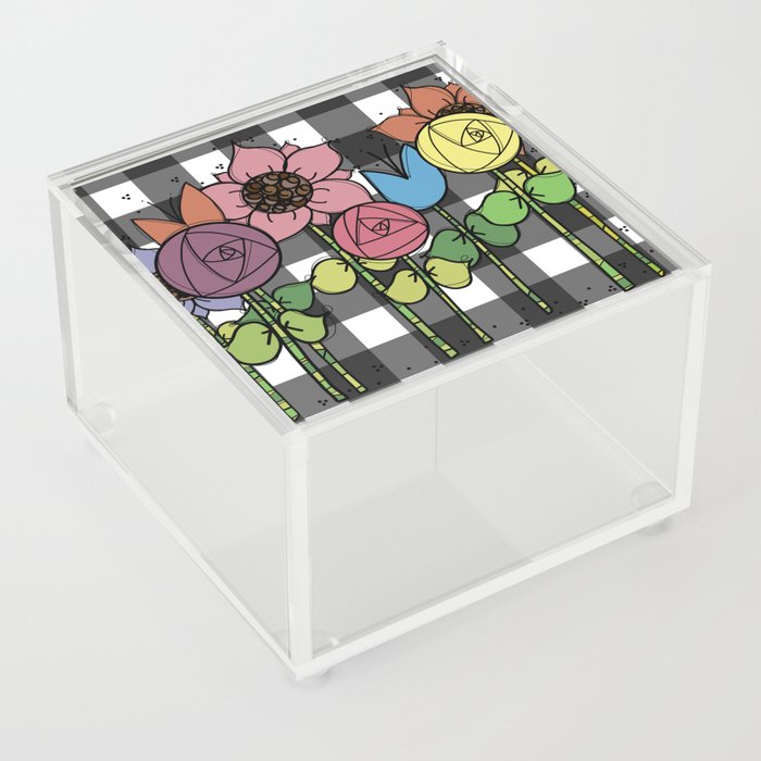 gingham flower field Acrylic Box