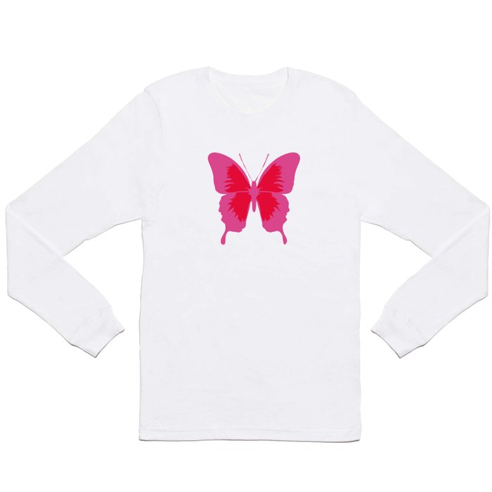 Simple Cute Pink and Red Butterfly - Preppy Aesthetic Long Sleeve T Shirt  by Aesthetic Wall Decor by SB Designs | Society6