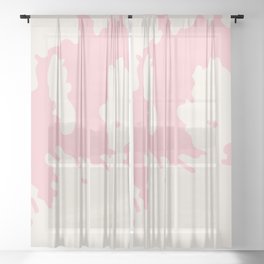 Retro Cow Spots on Blush Pink Sheer Curtain