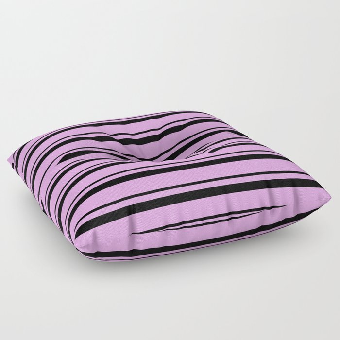 Black and Plum Colored Lined/Striped Pattern Floor Pillow