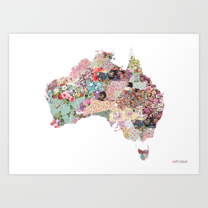 Australia Map Landscape Art Print By Poeticmaps Society6