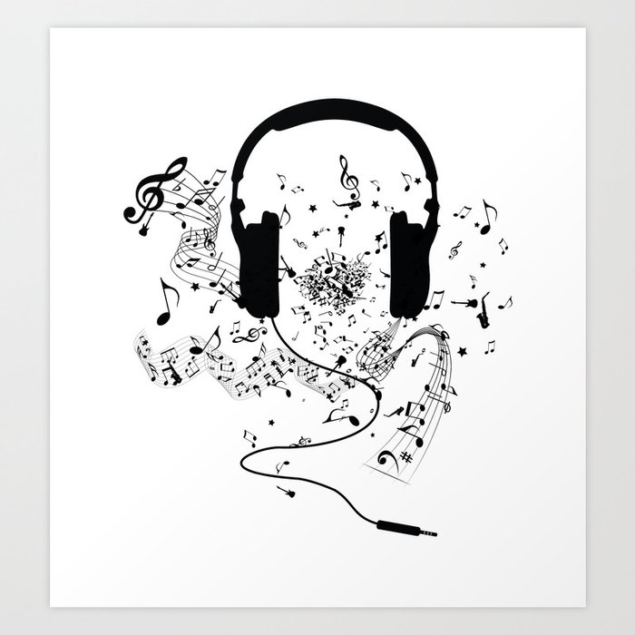 headphones with music notes clip art