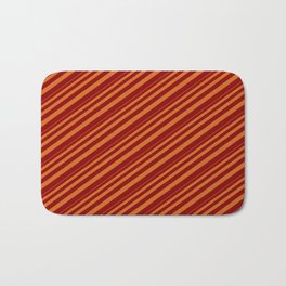 [ Thumbnail: Chocolate and Dark Red Colored Lined/Striped Pattern Bath Mat ]