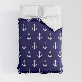 Maritime Nautical Blue and White Anchor Pattern Comforter