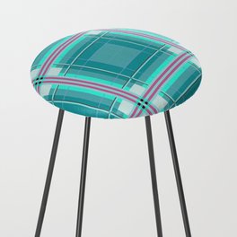 Large Colorful Teal Tartan Plaid Pop Counter Stool