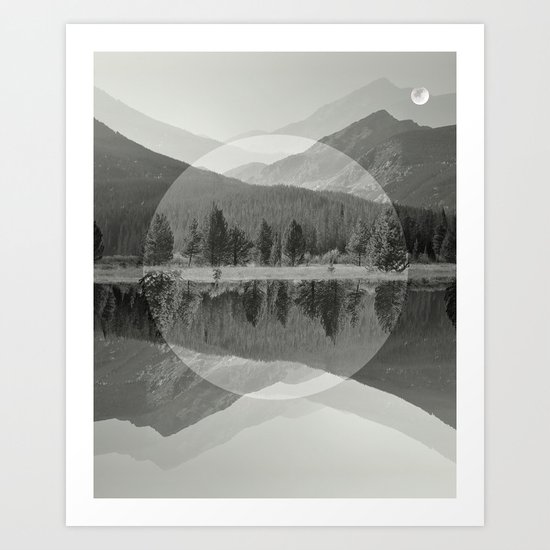 Mountain Mirror BW Art Print