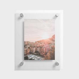 Monaco City Coast Sunset Floating Acrylic Print