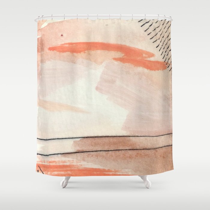 Aly [2] : minimal | pinks | white | black | mixed media | ink | abstract | watercolor | wall art Shower Curtain
