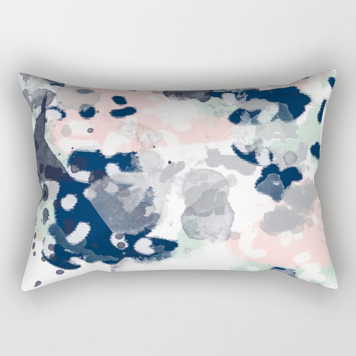 Melia - abstract minimal painting acrylic watercolor nursery mint navy pink Rectangular Pillow