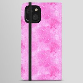Abstract pink watercolor background. Pink color with white dots iPhone Wallet Case