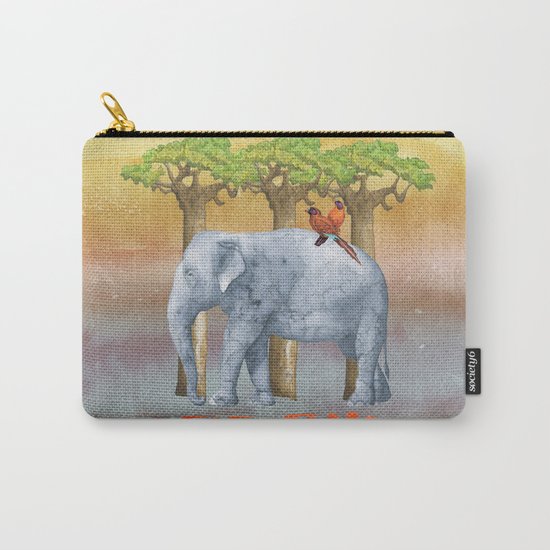 ELE FUN - Elephant Elephants Africa Watercolor Illustration Carry-All Pouch
