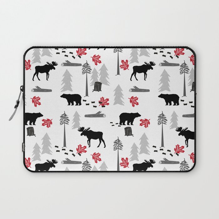 Camping woodland forest nature moose bear pattern nursery gifts Laptop Sleeve