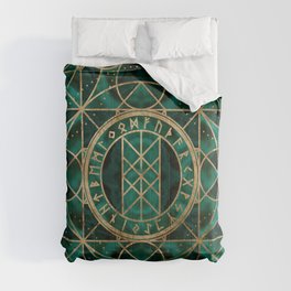 Web of Wyrd The Matrix of Fate - Gold and Malachite Comforter