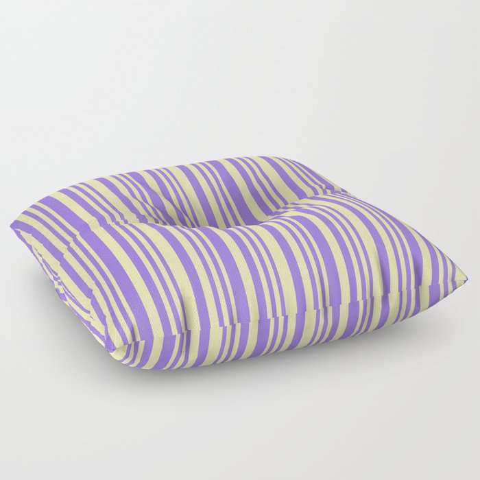 Pale Goldenrod and Purple Colored Stripes/Lines Pattern Floor Pillow