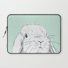 Curious Holland Lop Bunny - Light Blue Laptop Sleeve