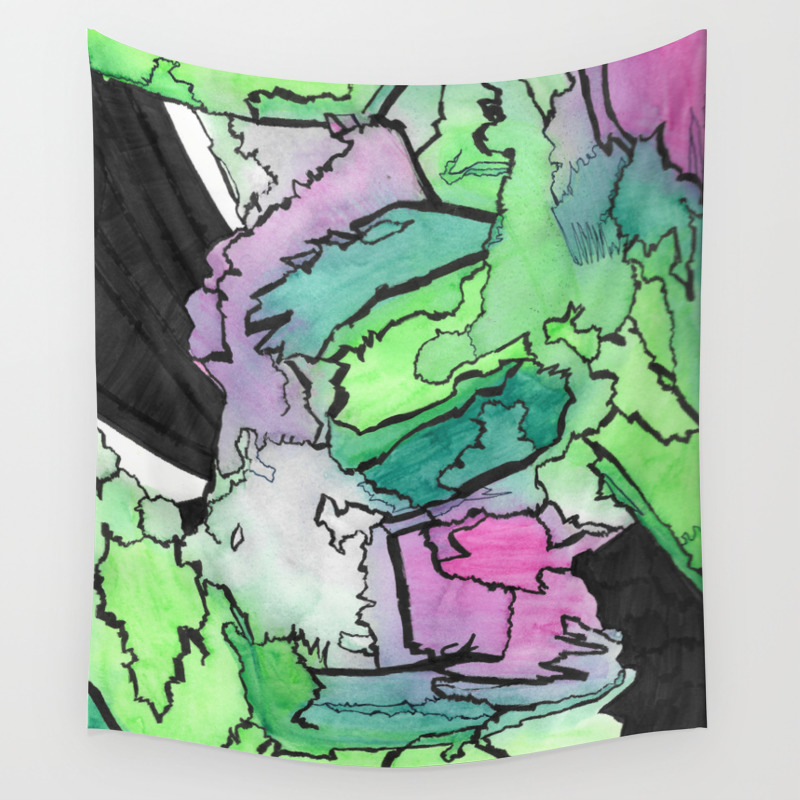 Final Touch Modern Abstract Watercolor Painting Wall Tapestry By