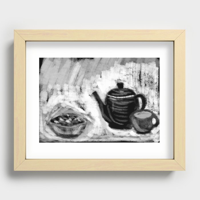 black and white sketch of still life Recessed Framed Print