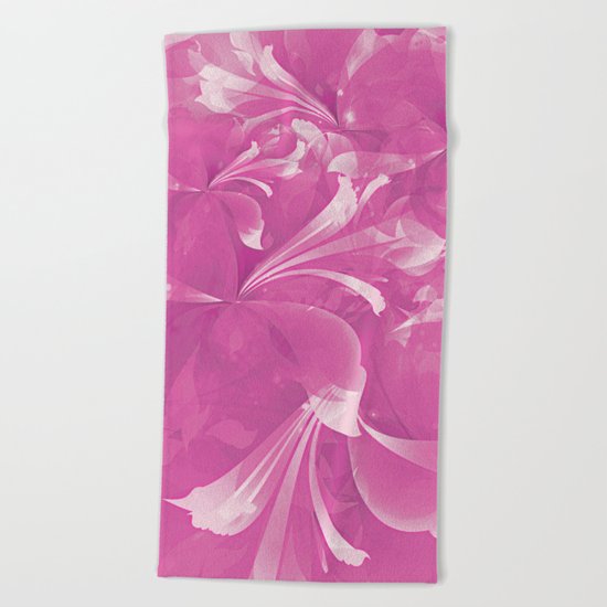 Stylized flowers in pink Beach Towel