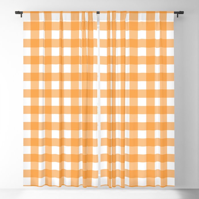 Orange gingham pattern Blackout Curtain