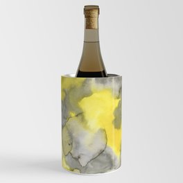 Hand painted gray yellow abstract watercolor pattern Wine Chiller
