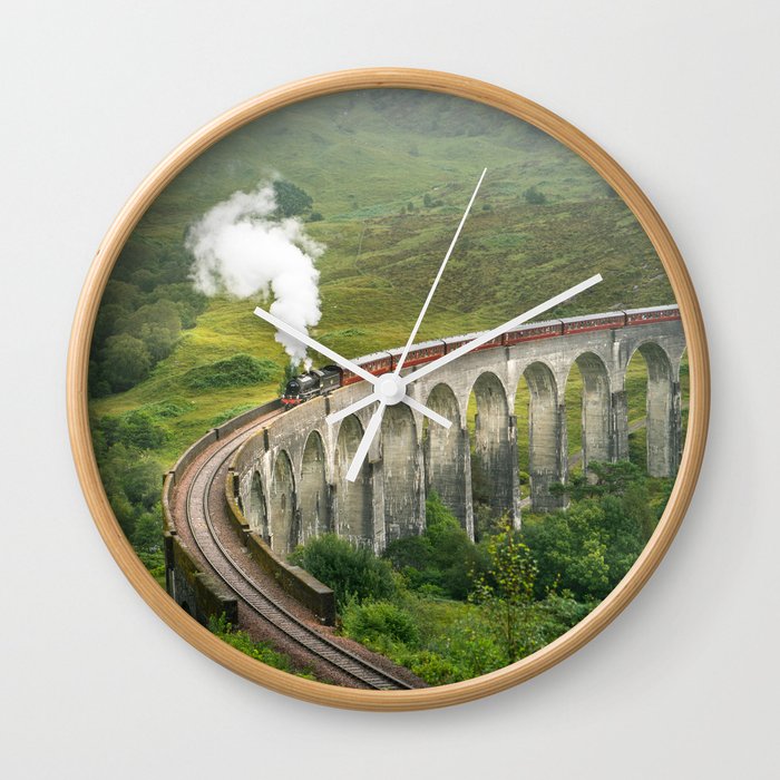 Hogwart Express steam engine in the scottish highlands Wall Clock