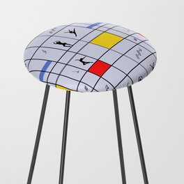 Dancing like Piet Mondrian - Composition with Red, Yellow, and Blue on the light violet background Counter Stool